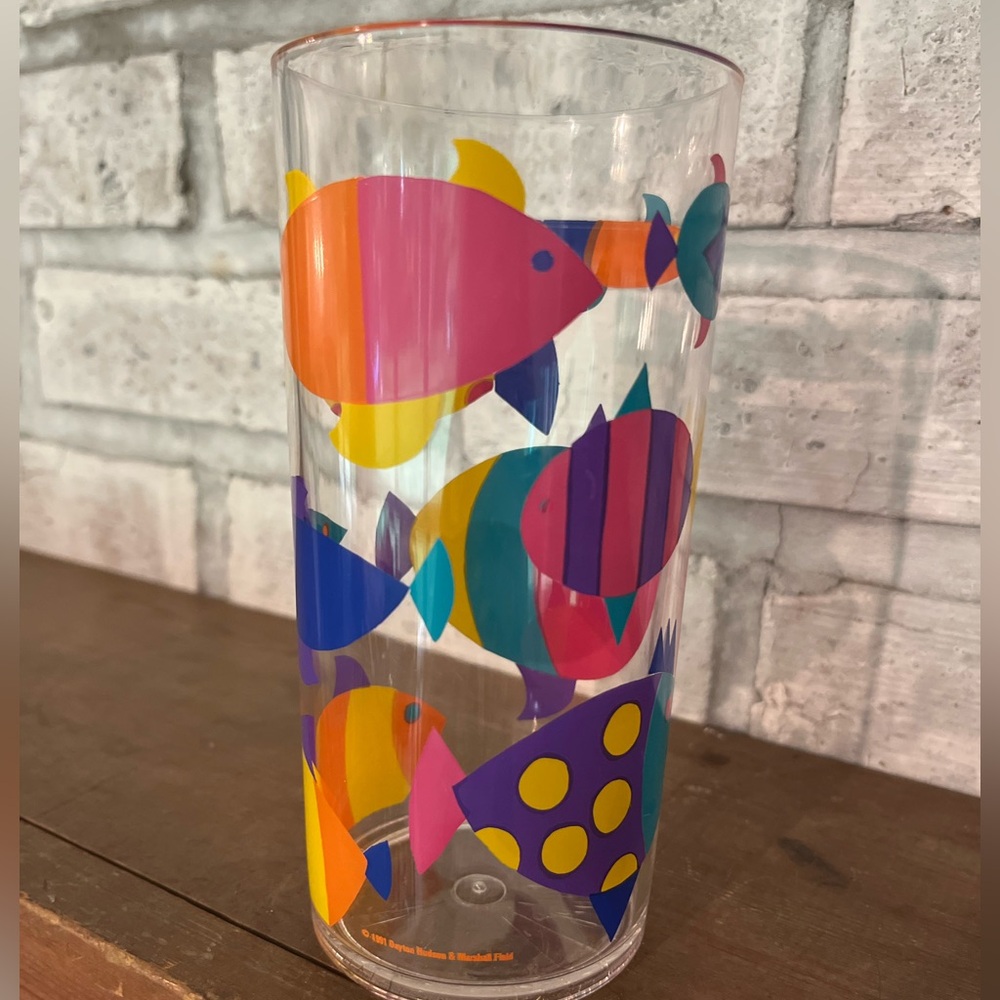 Vintage 90’s 1991 Dayton Hudson Tropical Fish 6” Tumbler Acrylic‎ Cup